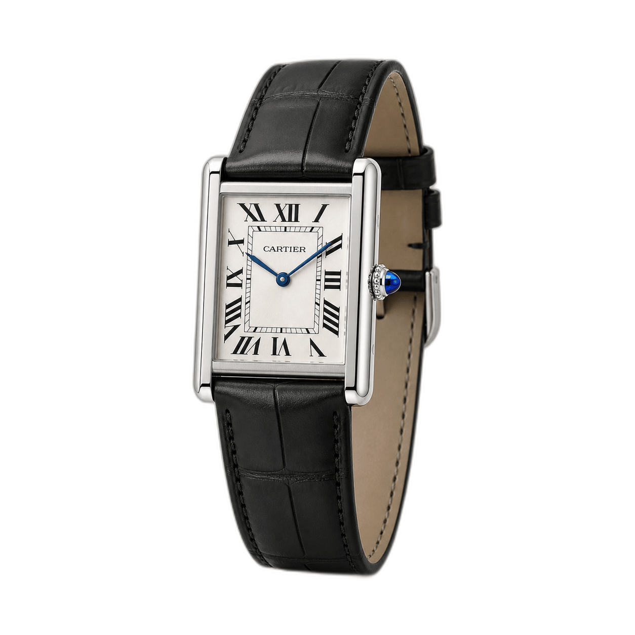 Cartier Tank Must Ref. WSTA0041, Quadrante argenté · cinturino nero